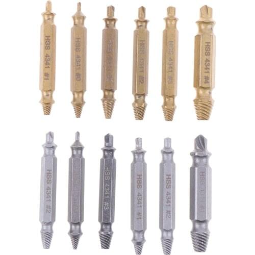 New Arrival 6PCS Useful M3-M10 Gold Screw Extractor Set Drill Bits Easy Out Guide Broken Damag Screws Bolt Remover Hand Tools