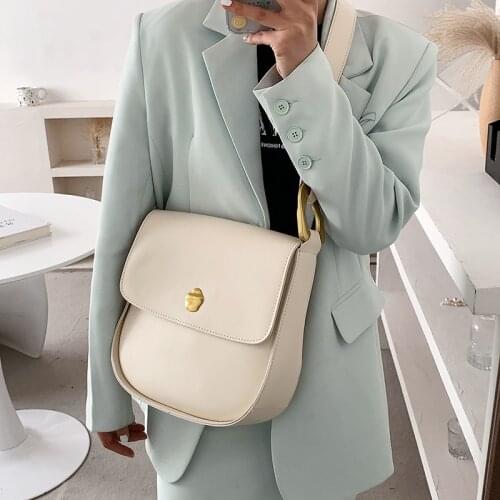 New Fashion Shoulder Bags for Women 2021 Vintage PU Leather Casual Solid Brand Designer Crossbody Messenger Bags Purse Handbags