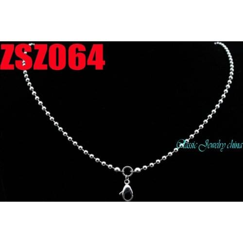Distinctive 3mm lobster clasp stainless steel beads necklace ball chains necklace 20pcs Jewelry parts ZX413