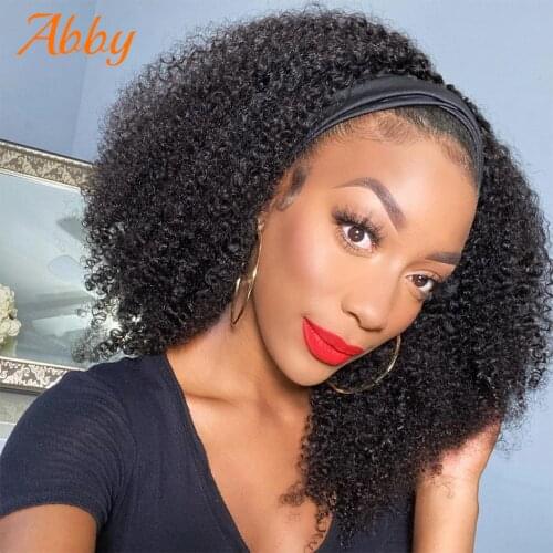 Bob Wigs Curly Human Hair Wig Brazilian Headband Wigs For Women Scarf Glueless Wigs Kinky Curly Headband Short Bob Wig ABBY Hair
