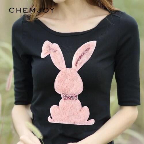 Plush Rabbit Sequin Patch Animal Applique Sew on Sticker for Clothes Large Sequined Patches for Backpacks DIY Clothing Stickers