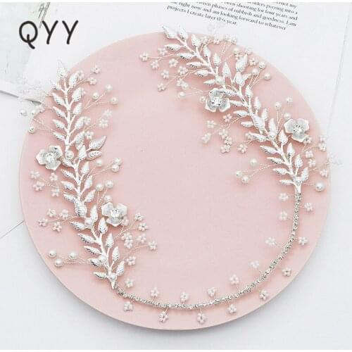 QYY Noble Crystal Rhinestone Bridal Headpieces Silver Color Bridal Headpiece Vine Rhinestone Flower Bridal Tiara Headpiece