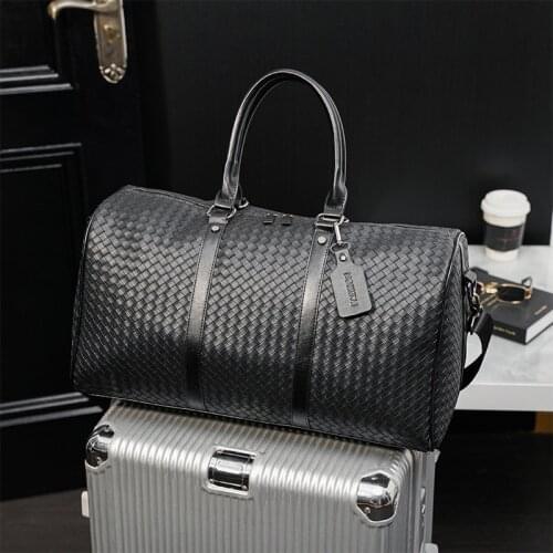 Luxury Mens Travel Bag Big Shoulder Duffle Tote Bag Men Carry on Luggage Hand Bags Weave Leather Business Travel Bag Organizer