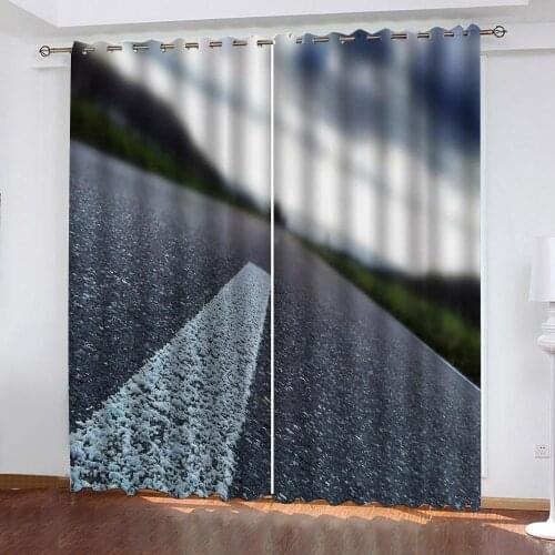 Luxury Blackout 3D Window Curtain For Living Room Photo grey and black curtains Decoration curtains