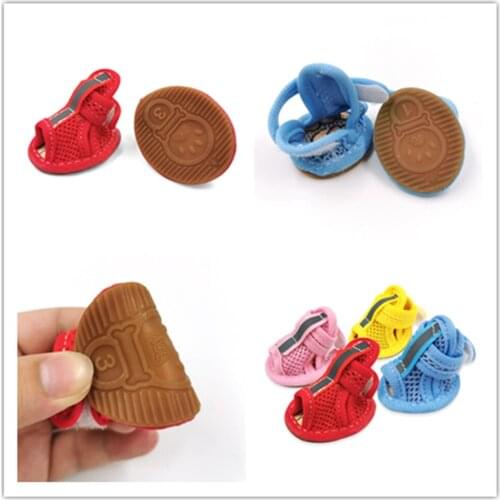 Best Selling Cotton Canvas Pet Dog Anti-Skid Dirt Waterproof Portable Four-Color Outdoor Sports Casual Rubber Soles Shoes