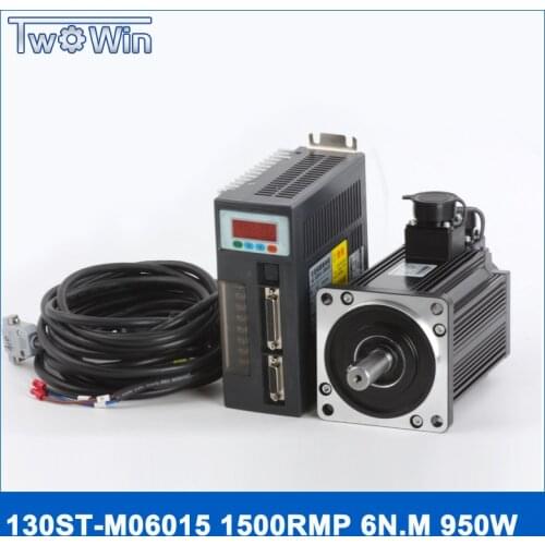 0.95KW AC Servo Driver 1500rpm 6N.M 950W 130ST-M06015 AC Servo Motor with 3 Meter Cables