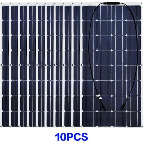 1000W Solar Panels Photovoltaic Power Generation System Flexible Monocrystalline Paneles 100 Watts Solar Panel Dropshipping