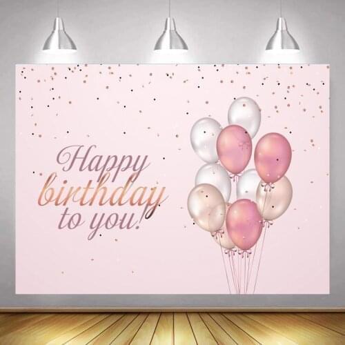 Light Pink Board Ribbon Balloons Birthday Table Decor Backdrop Cake Dessert Wall Poster Vinyl Photography Backgrounds