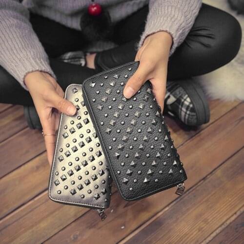 Y166 Fashion Women Punk Faux Leather Clutch Wallet Holder Purse Handbag Zipper