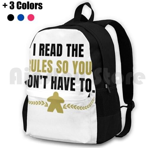I Read The Rules So You Don'T Have To Tabletop Outdoor Hiking Backpack Waterproof Camping Travel Silentecho Funny Meeple Game