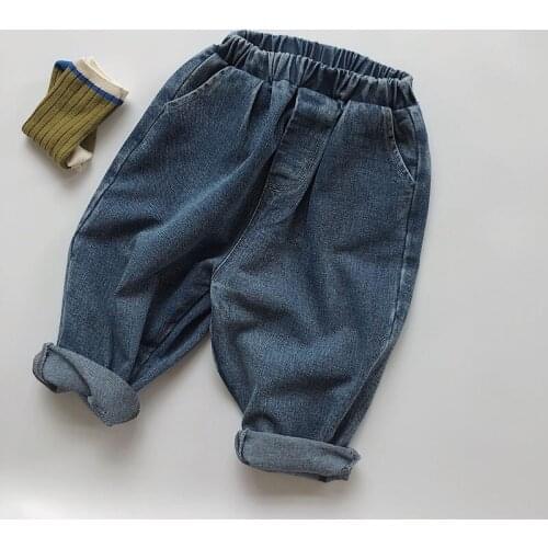 1-6Yrs Spring Boys Girls Pure Color Children Pants Kids Baby Pants Autumn Kids Pants For Boys Girls Casual Cowboy Pants
