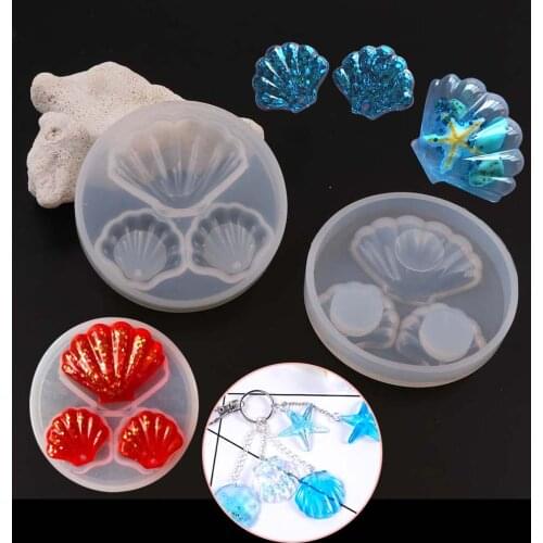 1piece semi-stereo Shell Holed Silicone Mold DIY Resin Decoration Craft Jewelry Making Mold Epoxy Mold