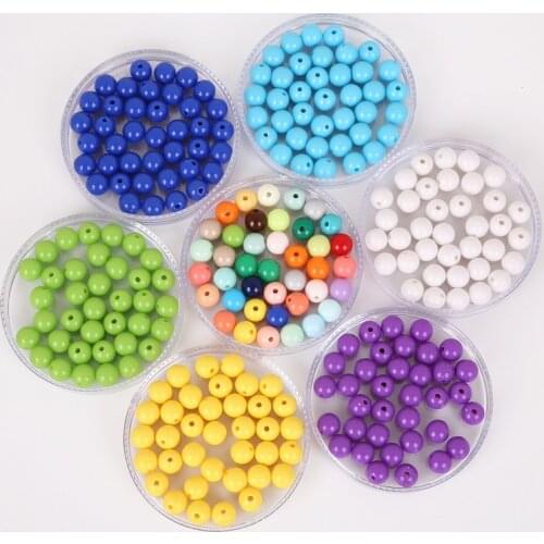 100pcs DIY Bracelet Accessories Children Gift Handcraft Department 20 Color 8MM Round Acrylic Sugar Beads for Jewelry Making