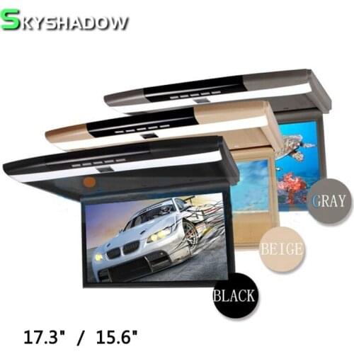 17.3" / 15.6" Car Flip Down Roof Video Player headrest Monitor with HD 1920x1080 Screen Super Slim Video Audio Output and Input