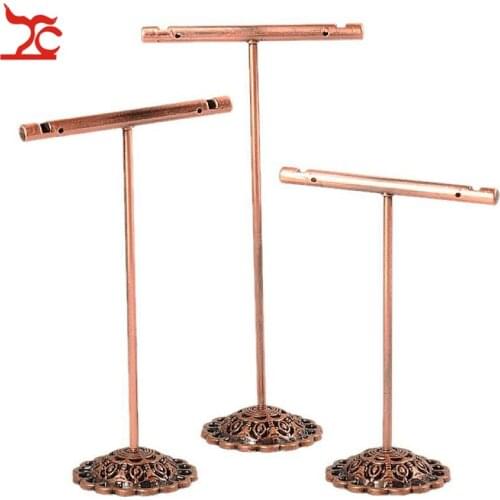 3Pcs/Set Portable Earring Jewelry Display Rack Metal Stud Necklace Organizer Ornament T Bar Hanger Showcase Holder Stand