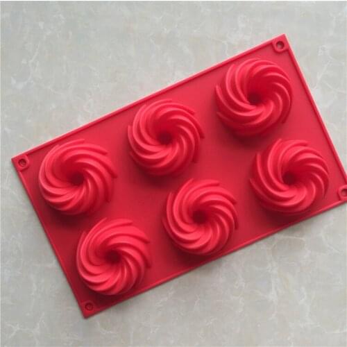 6 Cavity Vortex Hurricane Silicone Cake Mold XG710
