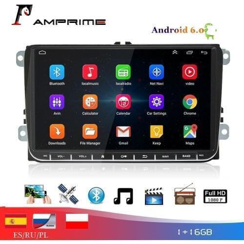 AMPrime Car Stereo 9" Android 6.0 Player 2din Radio GPS Navigation Multimedia For VW Passat Golf T5 EOS POLO Touran Seat Sharan