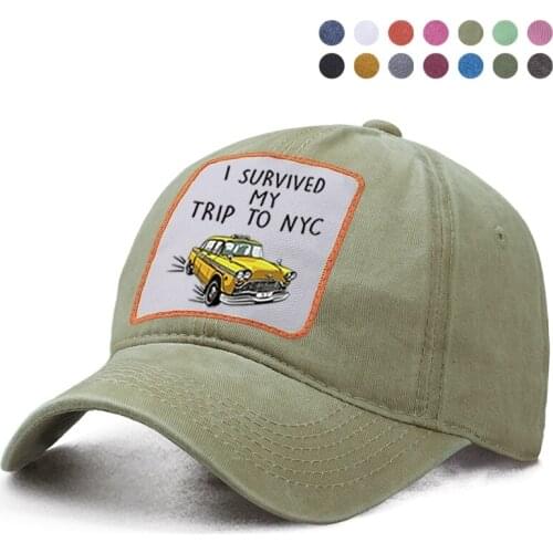 I Survived My Trip To Nyc Taxi Baseball Cap Harajuku Hip Hop Dad Solid Trucker Hat Casquette Snapback Woman Berets Ponytaiil Cap