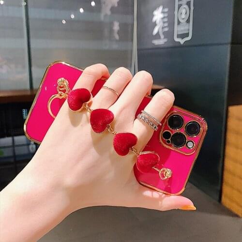 Fashion Electroplate Pearl Rhinestone Wrist Bracelet Case For iPhone 12 Mini 12 11 Pro Max 7 8 Plus SE 2 X XR XSMax Luxury Cover