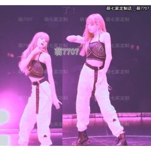 Kpop Korean Celebrity dance show same fashion white Gothic Loose High-Waist Pants Women Summer Fashion Hip Hop Harajuku Trousers