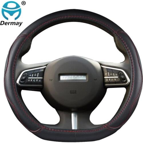 DERMAY D Shape Car Steering Wheel Cover PU Leather for Haval F7 F7X F5 Auto Accessories interior Fast Shipping