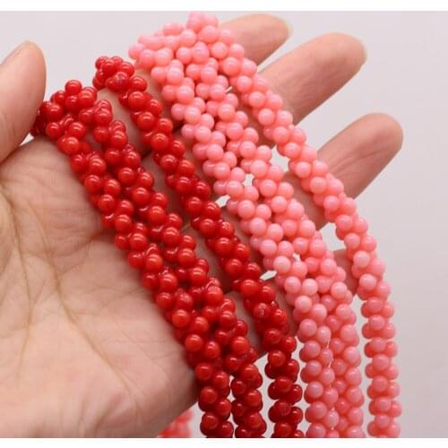 Hot Sale Coral Beaded Flower-shaped Beads Pink Red Handmade Crafts DIY Exquisite and Elegant Necklace Bracelet Jewelry 4x8mm