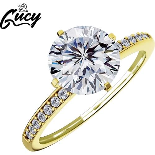 GUCY 925 Sterling Silver Ring Classic Style Diamond Jewelry Moissanite Ring Wedding Party Anniversary Ring For Women