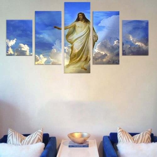 Canvas Painting Wall Art with Frame 5 Pieces Jesus Christ Paintings religion Poster For Home Decor Pictrues Prints