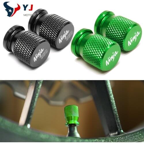 Motorcycle Tire Valve Air Port Stem Cover Cap Plug CNC Aluminum Accessories For Kawasaki Ninja 250 300 400 650 2010-2020 2021