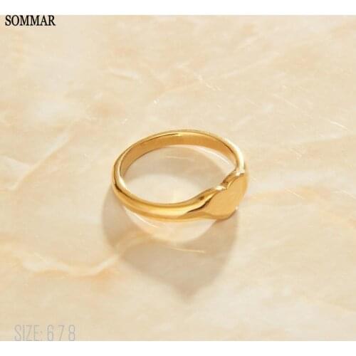 SOMMAR Newest 18KGP Gold Filled size 6 7 8 Maiden rings for women 2020 Hearts,ins men ring Fine Jewelry Gifts