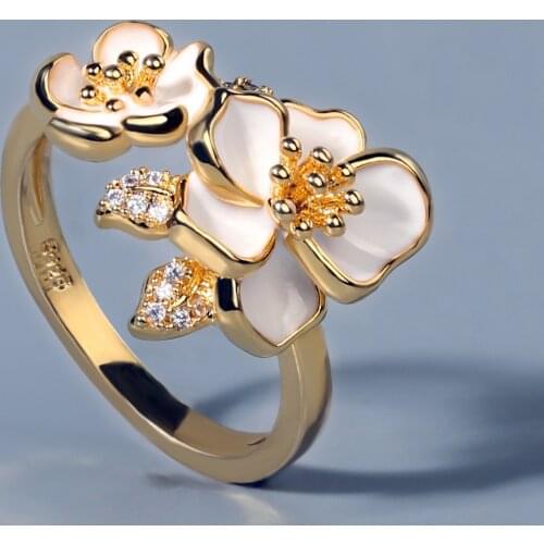 New Exquisite Small Fresh White Flower Ladies Ring Small Daisy Jewelry Ladies 925 Silver Handmade Enamel Ring Wedding Rings
