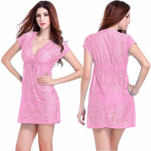 Comfort And Sexy 2016 Adjustable Tie Leisure Loose Big Women Plus Size Lace Dress S.M.L.XL.XXL