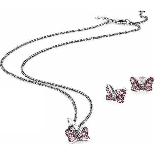 NEW Book Di 100% 925 Sterling Silver SALE - BOW JEWELLERY SET fit charm original Necklace jewelry A Set