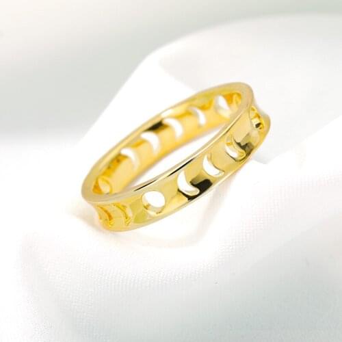 Korean Hollow Star And Moon Ring Stainless Steel Cute Aesthetic Rings For Women Simple Jewelry Wedding Engagement Gift
