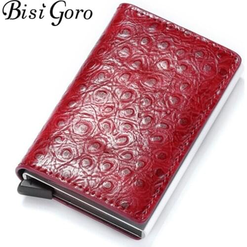 BISI GORO Top Quality Wallet Unisex Money Bag Mini Purse Male Vintage Automatical Aluminium Rfid Card Holder Wallet Solid Purse