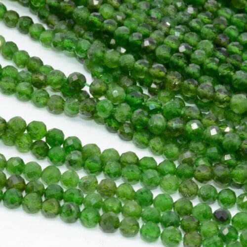 Natural Chrome Diopside Faceted Round Beads 4mm
