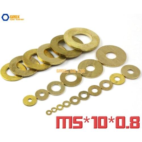 300 Pieces M5 x 10 x 0.8mm Brass Flat Washer