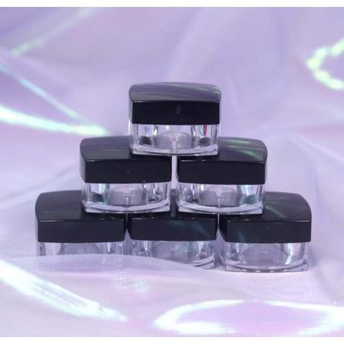 50pcs 5g Transparent plastic jar small plastic jars with black lid for eye Shadow