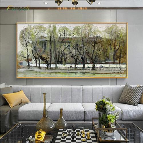 Large size Printing Oil Painting Wu Guanzhong Landscape art Wall painting Abstract Art Picture For Living Room painting