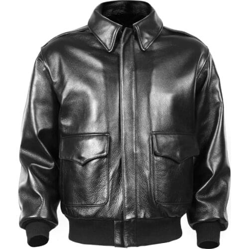 2020 Men Black USAF Pilot Leather Jacket Europe Plus Size XXL Genuine Thick Cowhide Russian Aviator Leather Coat FREE SHIPPING