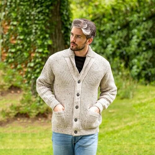 2020 European American Cross Border New Style Mens Thick Coats Winter Knitted Cardigan Sweater Oversize Beige Christmas Jackets