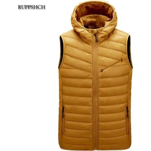 Men Vest Casual Men Warm Waterproof Sleeveless Jacket Men Autumn and Winter Vest Men Hooded Vest Fashion Casual Jacket