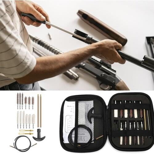 19pcs/Set Gun Barrel Cleaning Kit Pistol Handguns Rod Cleaner Brush Tools for 11/29/9mm 10/45 Caliber Rifle Shotgun Tools