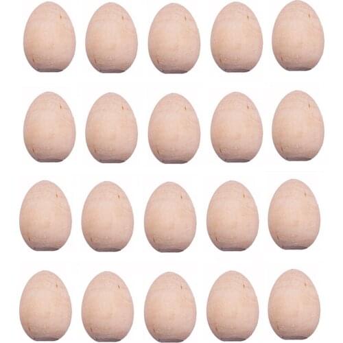 20pcs Unfinished Kids Easter DIY Wooden Egg Adornments Drawing Egg Props for Kids Graffiti Egg For Painting Kid Student A50