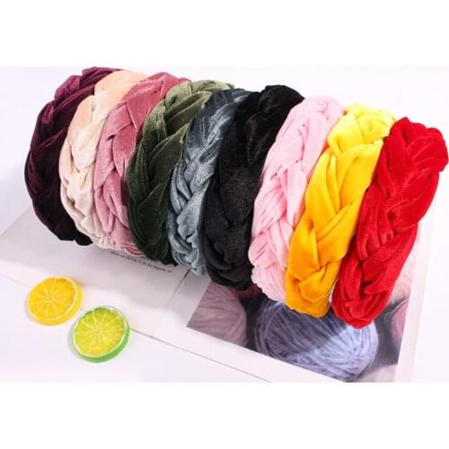 New fashion gold velvet braid headband ladies twist velvet solid color wide-brimmed Woman Girls Hair Accessories