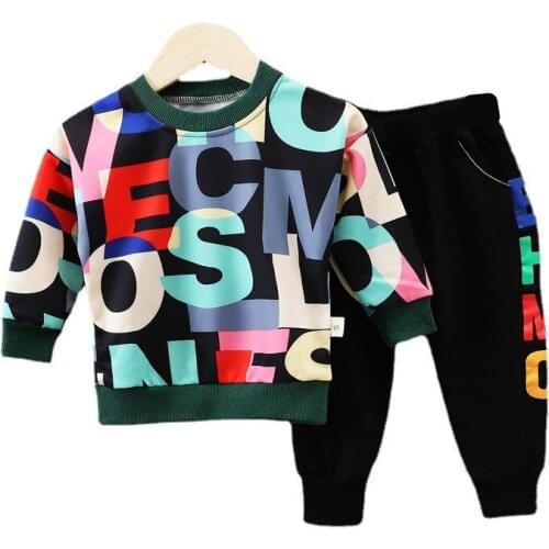 New Spring Autumn Baby Boys Girls Clothes Children Fashion Letter T-Shirt Pants 2Pcs/Sets Toddler Sports Costume Kids Tracksuits