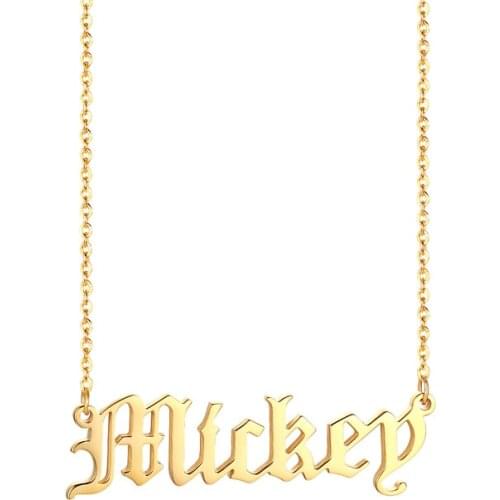 Personalized Old English Font Letter Name Custom Necklaces For Women Men Stainless Steel Gold Silver Long Chain Pendant Necklace