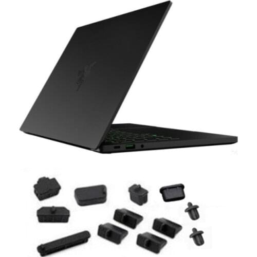 Waterproof Dustproof Laptop Black Silicone plug port cover For Razer Blade 15 15.6" 2018 release