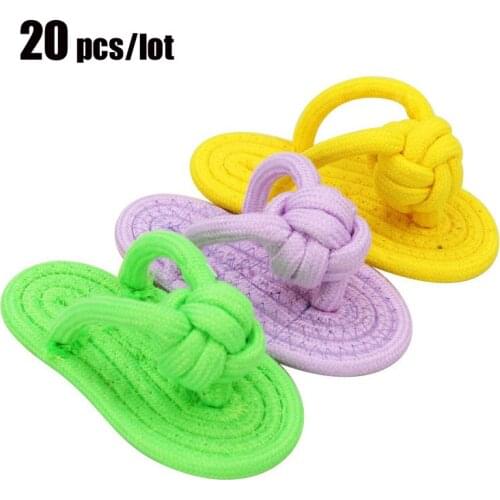 20 Pcs/lot Cute Flip Pet Dog Toy Cotton Braided Slippers Puppies Chew Play Resistant to Biting