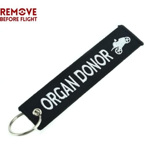 Remove Before Flight Black Key Chain Tag Organ Donor Keychain Holder for Motorcycle Key Ring Embroidery Aviation Gifts